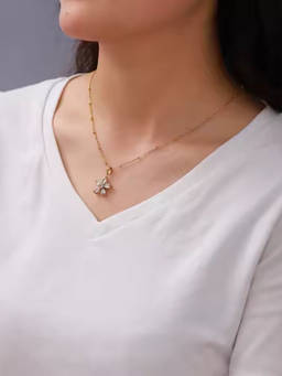 ZAISHA - White Statement Flower 18K Gold Plated Necklace