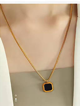 ZAISHA - Black Agate Pendant 18K Gold Plated Necklace