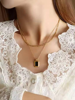 ZAISHA - Black Onyx Multilayer 18K Gold Plated Necklace
