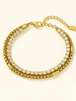 ZAISHA - White Layered Zirconia Tennis 18K Gold Plated Bracelet