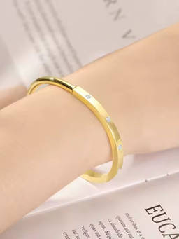 ZAISHA - White Lux Lock Bangle 18K Gold Plated Bracelet
