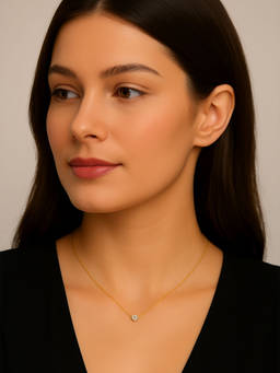 ZAISHA - White 18K Gold Plated Anti Tarnish Tesoro Diamond Solitaire Necklace