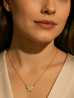 ZAISHA - White 18K Gold Plated Dainty Butterfly Pendant Necklace