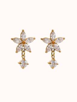 ZAISHA - White Stainless Steel Stones Pair Of Earrings