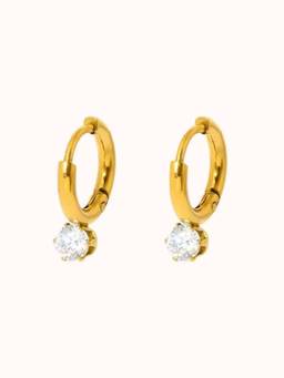 ZAISHA - White Stainless Steel Stones Pair Of Earrings