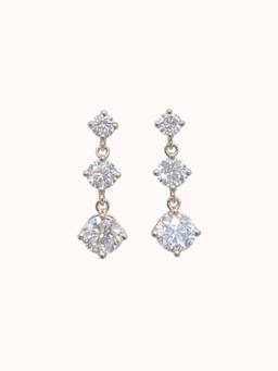 ZAISHA - White Stainless Steel Stones Pair Of Earrings