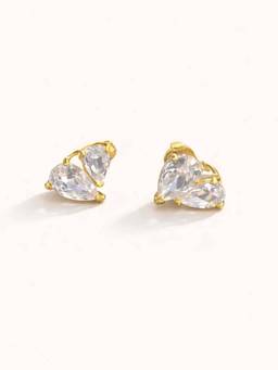ZAISHA - White Stainless Steel Stones Pair Of Earrings