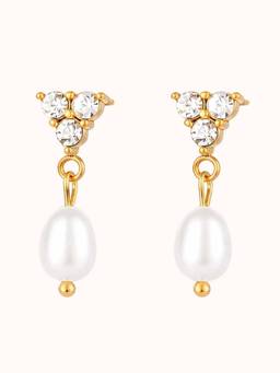 ZAISHA - White Stainless Steel Stones Pair Of Earrings