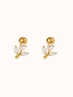 ZAISHA - White Stainless Steel Stones Pair Of Earrings