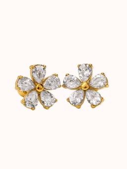 ZAISHA - White Stainless Steel Stones Pair Of Earrings