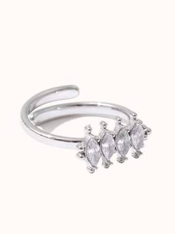 ZAISHA - White Stainless Steel Stones Ring