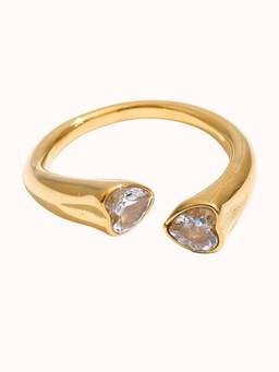ZAISHA - White Stainless Steel Stones Ring