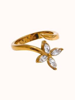 ZAISHA - White Stainless Steel Stones Ring
