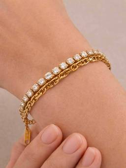 ZAISHA - White Stainless Steel White Stones Bracelet