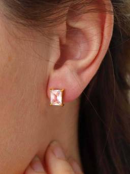 ZAISHA - White Stainless Steel White Stones Earrings