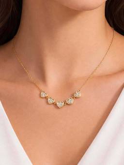 ZAISHA - White Stainless Steel White Stones Necklace