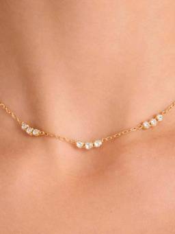 ZAISHA - White Stainless Steel White Stones Necklace