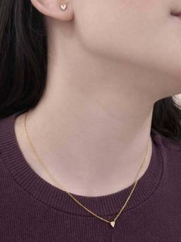 ZAISHA - Gold Stainless Steel White Stones Necklace With Earrings