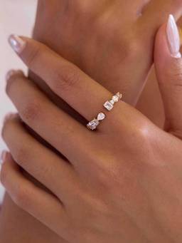 ZAISHA - White Stainless Steel White Stones Ring