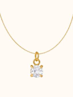 ZAISHA - White April Birthstone 18K Gold Plated Necklace