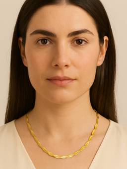ZAISHA - Herringbone Cross Chain Necklace - 18K Gold Plated