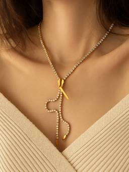 ZAISHA - Zip Diamond Necklace - 18K Gold Plated-Silver