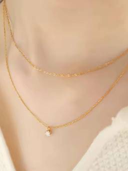 ZAISHA - Dainty Solitaire Layered Necklace-Silver