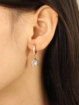 ZAISHA - Sia Solitaire Earrings - 18K Gold Plated-Silver