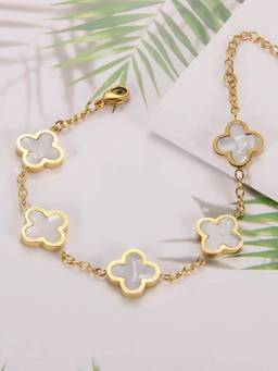 ZAISHA - White Clover Bracelet - 18K Gold Plated