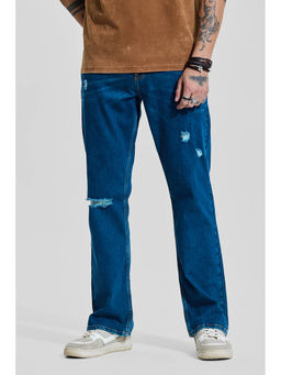 Snitch - Men Blue Cotton Mid Waist Jeans