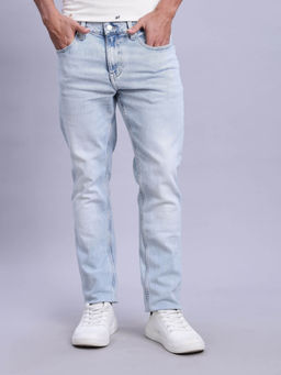 Tommy Hilfiger - Men Blue Cotton Mid Waist Jeans