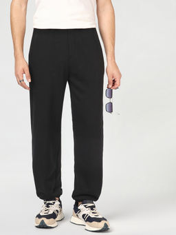 Bewakoof - Men Black Typography Cotton Blend Joggers