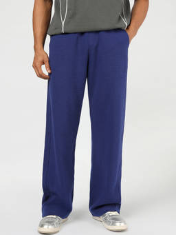 Bewakoof - Men Blue Textured Polycotton Trackpant