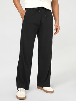 Bewakoof - Men Black Solid/Plain Terry Trackpant