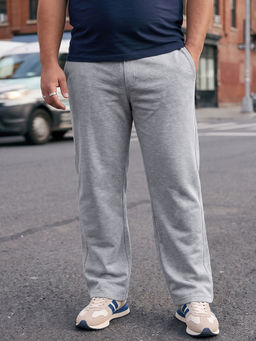 Bewakoof - Men Grey Solid/Plain Cotton Blend Trackpant