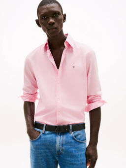 Tommy Hilfiger - Men Pink Solid/Plain Cotton Shirt