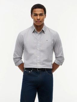 Tommy Hilfiger - Men White Stripes Cotton Shirt