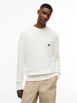 Tommy Hilfiger - Men Off White Solid/Plain Cotton Sweater