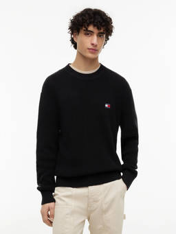Tommy Hilfiger - Men Black Solid/Plain Cotton Sweater