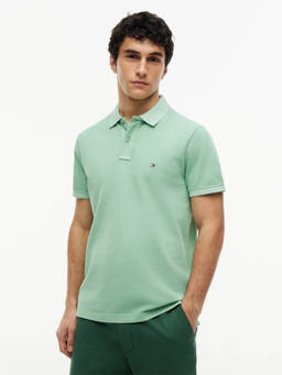 Tommy Hilfiger - Men Green Solid/Plain Cotton Polo T-Shirt