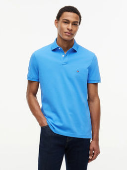 Tommy Hilfiger - Men Blue Solid/Plain Cotton Polo T-Shirt