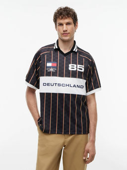 Tommy Hilfiger - Men Black Printed Polyester Polo T-Shirt