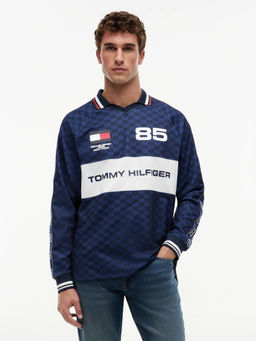 Tommy Hilfiger - Men Navy Blue Printed Polyester Polo T-Shirt