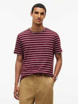 Tommy Hilfiger - Men Red Stripes Cotton T-Shirt