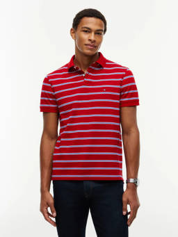 Tommy Hilfiger - Men Red Stripes Cotton Polo T-Shirt