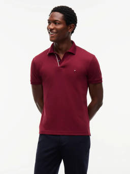 Tommy Hilfiger - Men Maroon Solid/Plain Cotton Polo T-Shirt