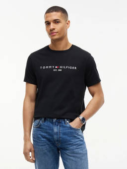 Tommy Hilfiger - Men Black Typography Cotton T-Shirt