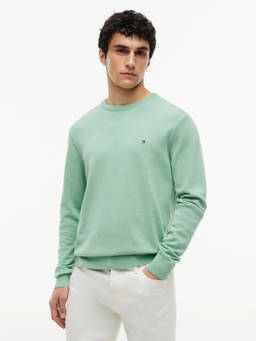 Tommy Hilfiger - Men Green Solid/Plain Cotton Sweater