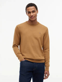 Tommy Hilfiger - Men Beige Solid/Plain Cotton Sweater