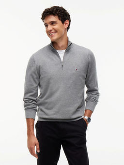Tommy Hilfiger - Men Grey Solid/Plain Cotton Sweater